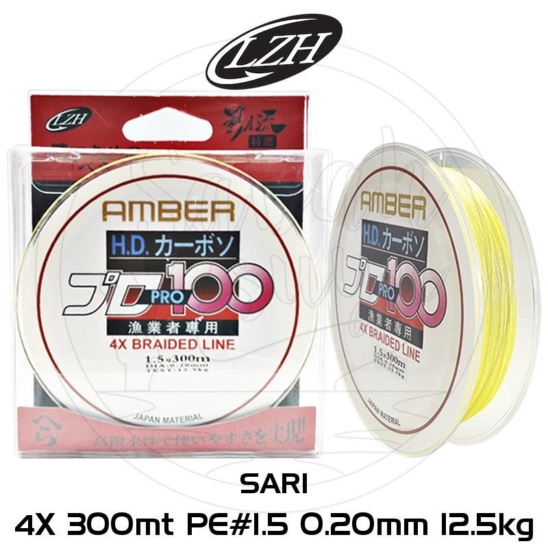 Amber 4X Braid 300 mt. PE1.5 0.20mm 12.5KG Sarı