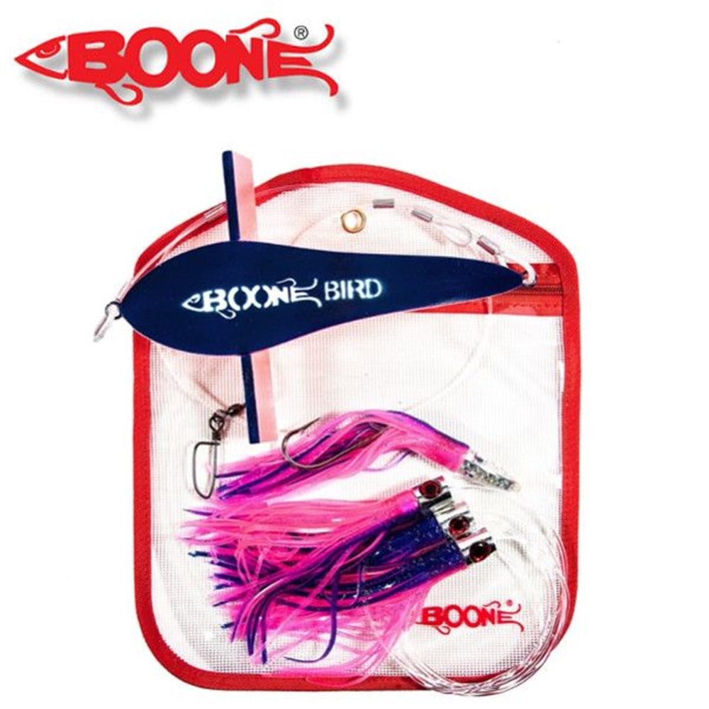 Boone Cezbedici Kuş ve Püsküllü Sırtı Takımı (Teaser Bird Trolling Rig) 24cm Mavi / Pembe