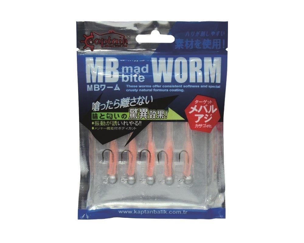 Captain 3521 Earthworm Jighead Silikon Set 4cm 5li Silver