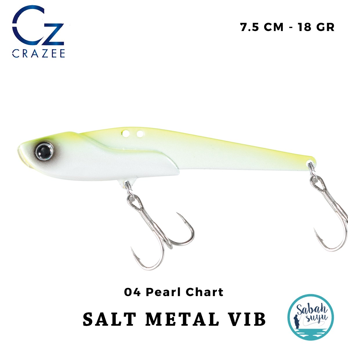 Crazee Salt Metal VIB 75 Vibrasyon Jig 75mm 18gr #04 Pearl Chart