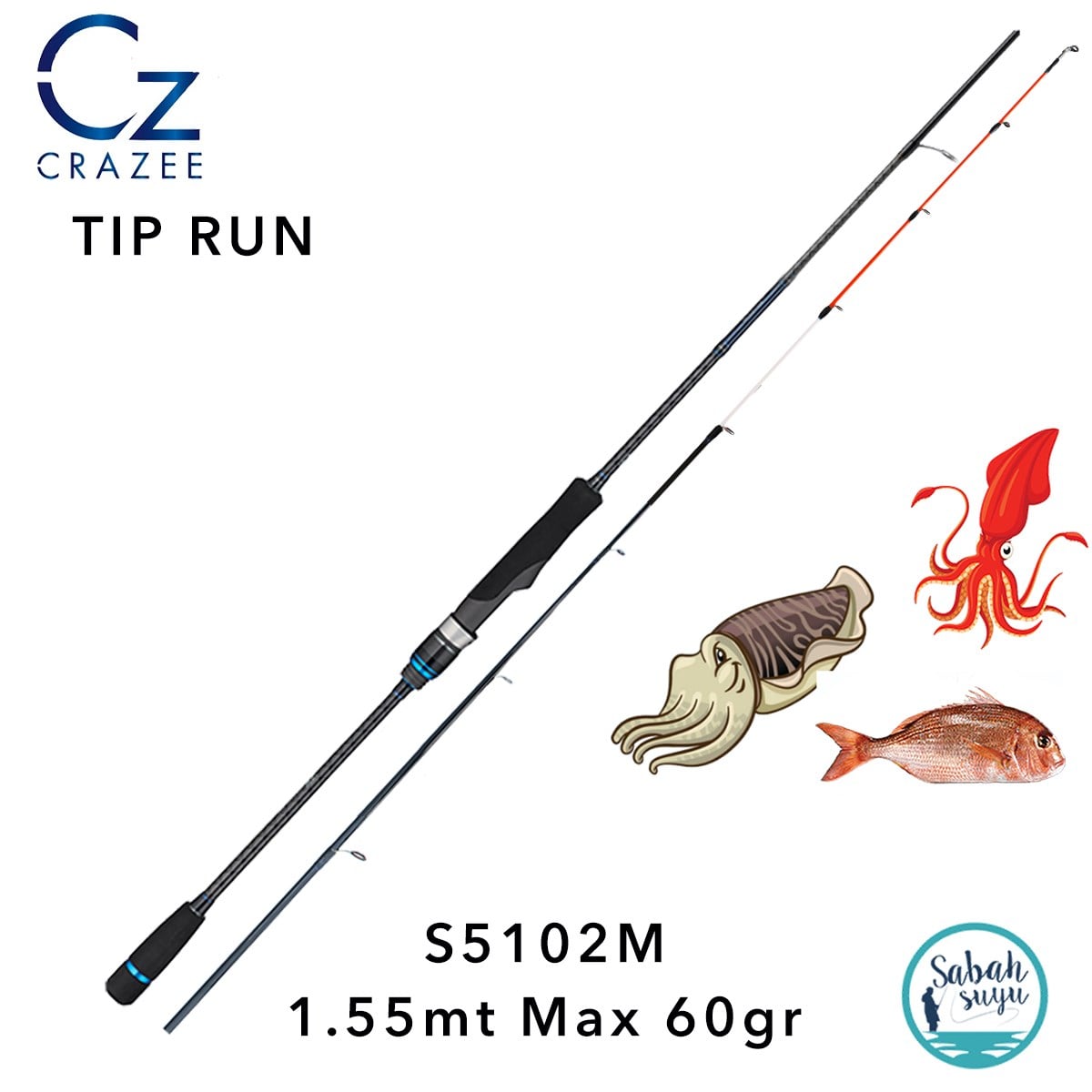 Crazee Tip Run S5102M 1.55mt Max 60gr (2P) Super Light Jigging Kamış