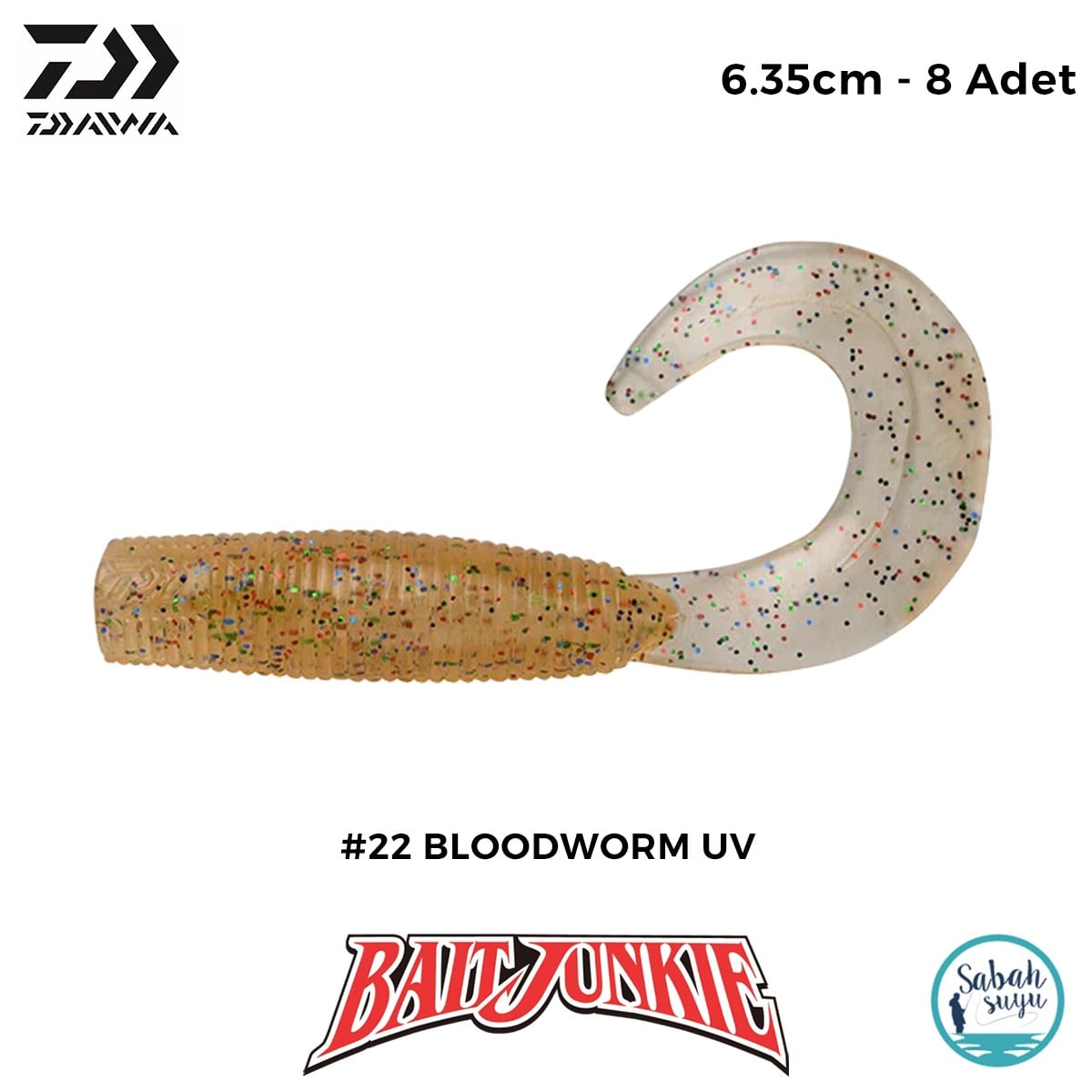 Daiwa Bait Junkie Grub 6.35cm #22 Bloodworm UV (8 Adet)