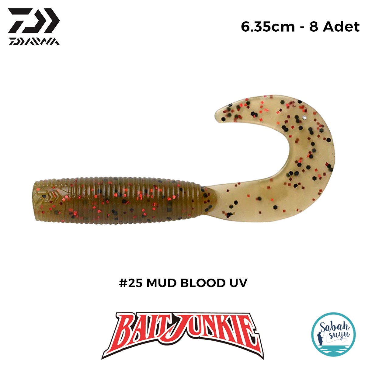 Daiwa Bait Junkie Grub 6.35cm #25 Mud Blood UV (8 Adet)