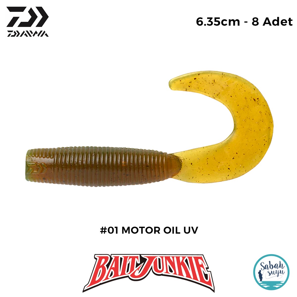Daiwa Bait Junkie Grub 6.35cm #01 Motor Oil UV (8 Adet)