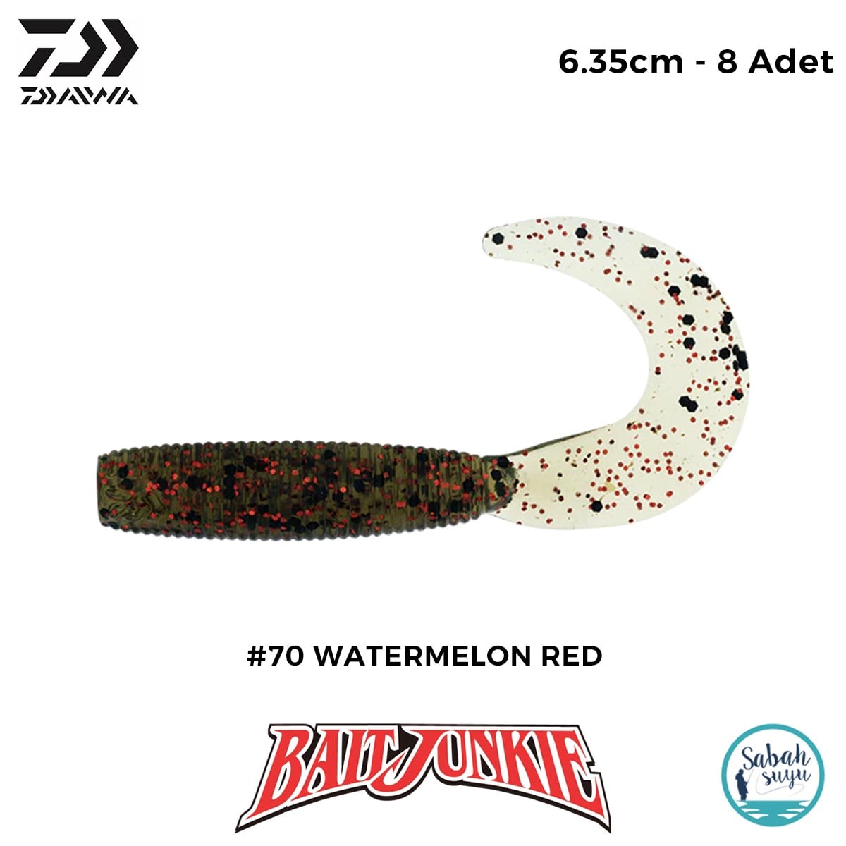 Daiwa Bait Junkie Grub 6.35cm #70 Watermelon Red (8 Adet)