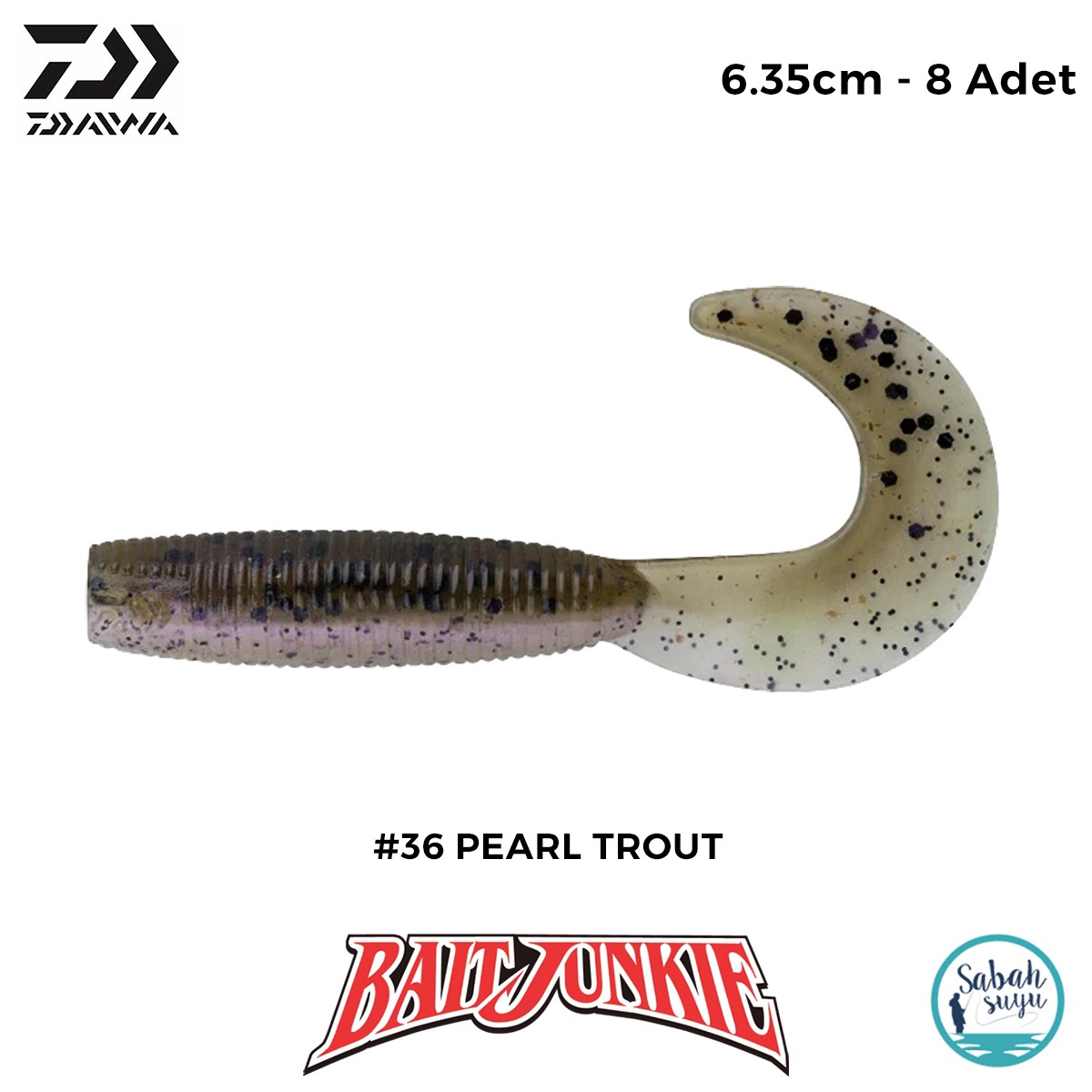 Daiwa Bait Junkie Grub 6.35cm #36 Pearl Trout (8 Adet)