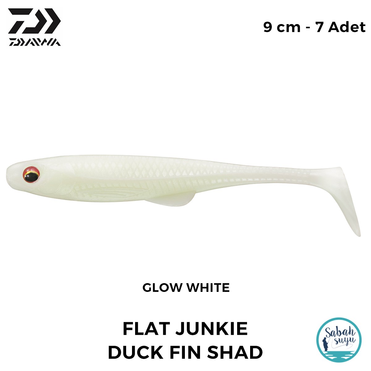 Daiwa FJ Duck Fin Shad 9cm (3.5'') Glow White Silikon Balık (7 Adet)