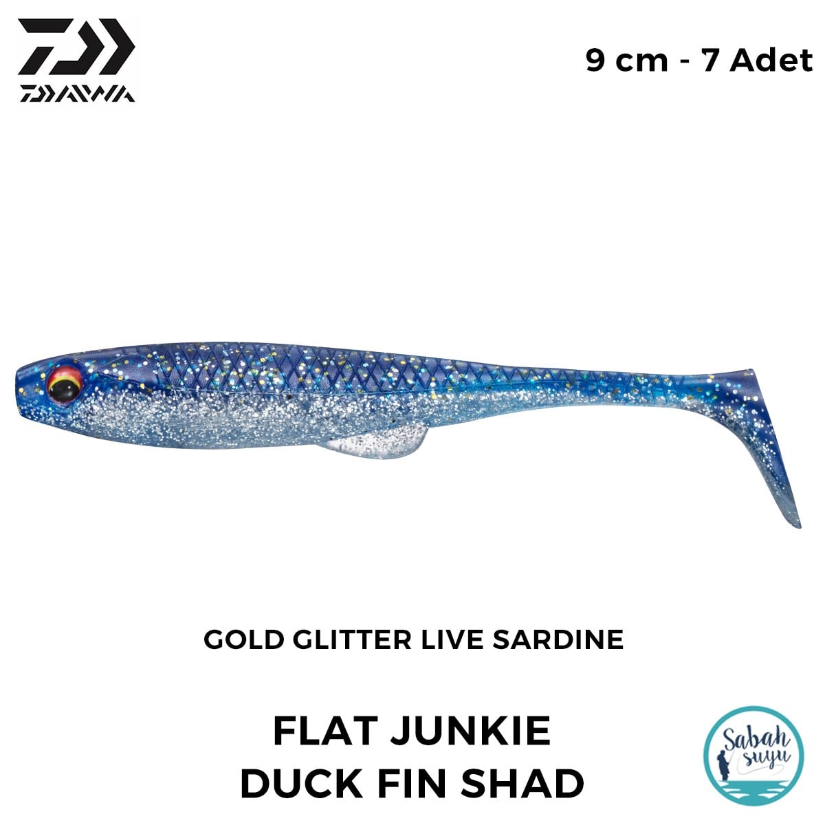 Daiwa FJ Duck Fin Shad 9cm (3.5'') Gold Glitter Live Sardine Silikon Balık (7 Adet)