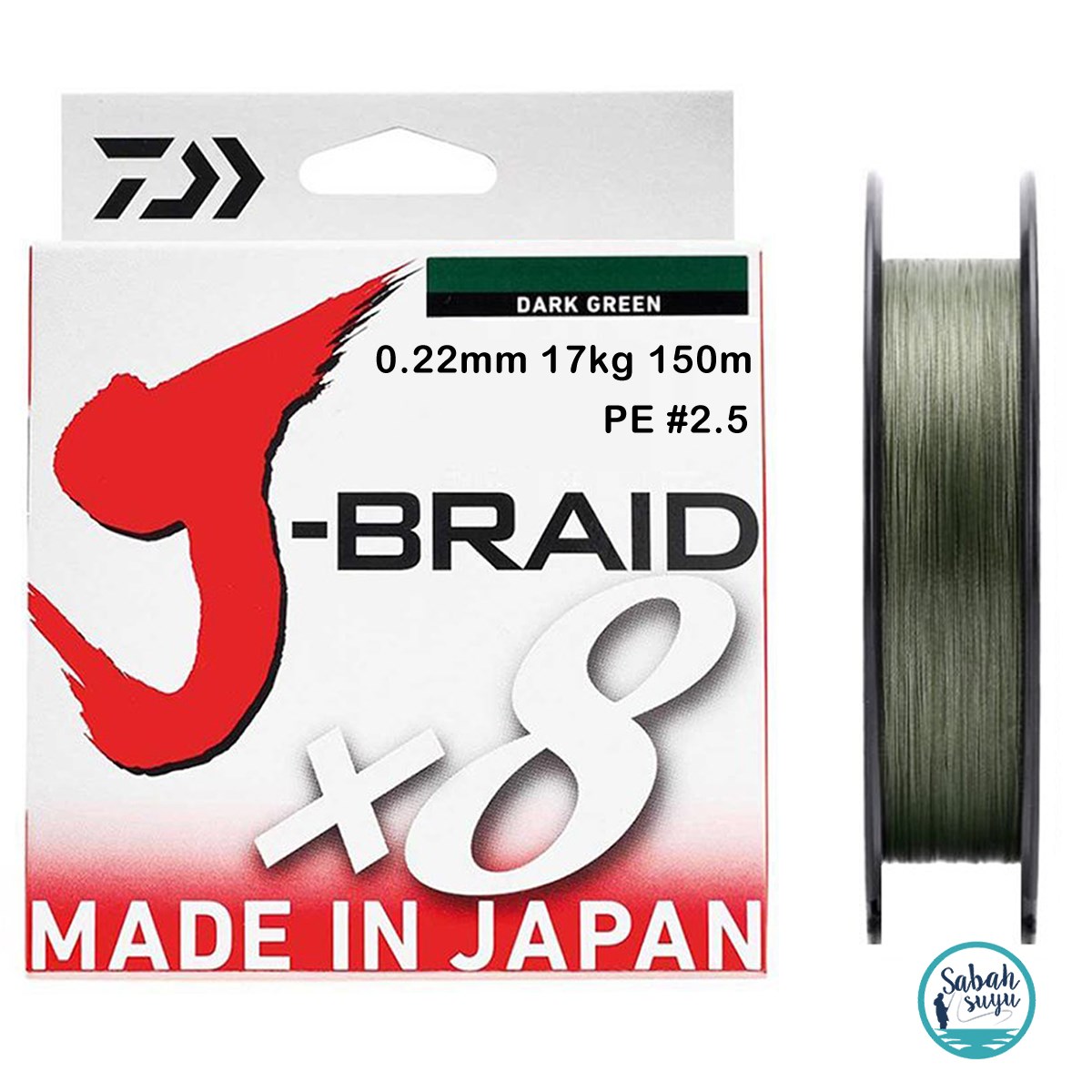 Daiwa J-Braid PE 8X İp Misina 0.22mm 17kg 150mt Koyu Yeşil