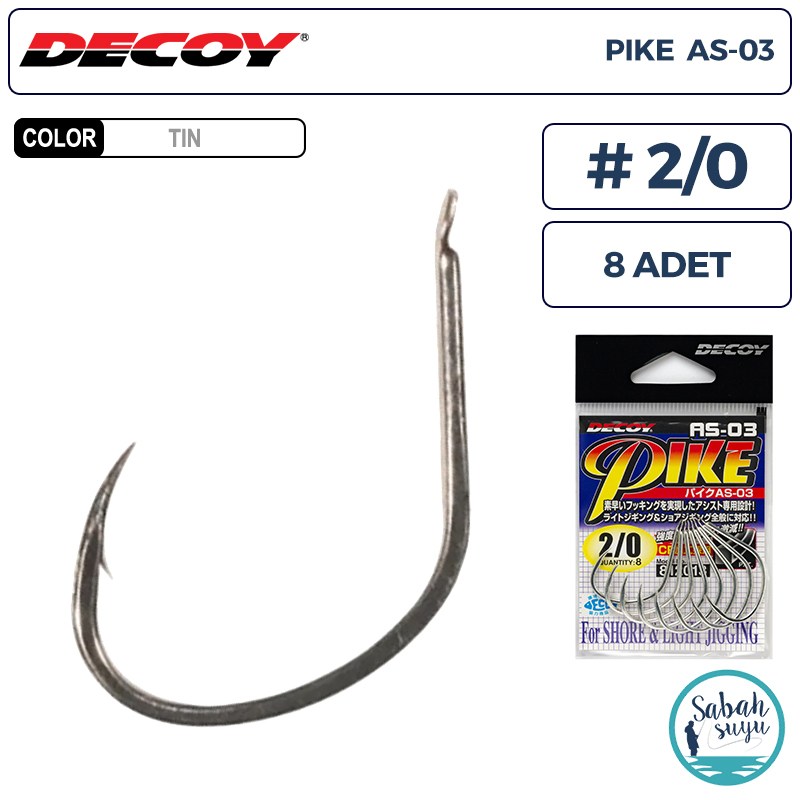 Decoy AS-03 Pike Light Jigging Asist İğne TIN #2/0 (8 Adet)