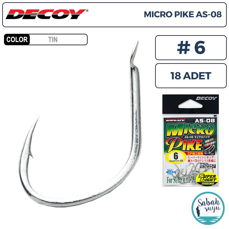 Decoy AS-08 Micro Pike Super Light Jigging Asist İğne TIN #6 (18 Adet)