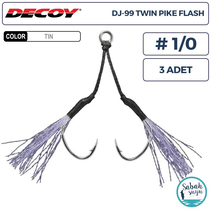 Decoy DJ-99UV Twin Pike Flash Tüylü Çiftli Asist İğnesi #1/0 (3 Adet)