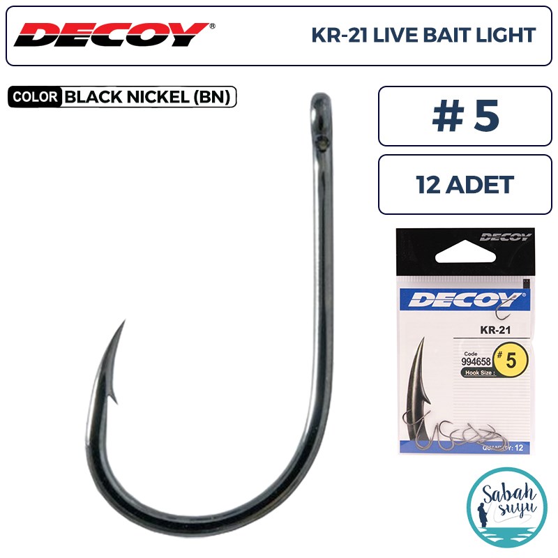 Decoy KR-21 Live Bait Light Delikli Olta İğnesi BN #5 (12 Adet)