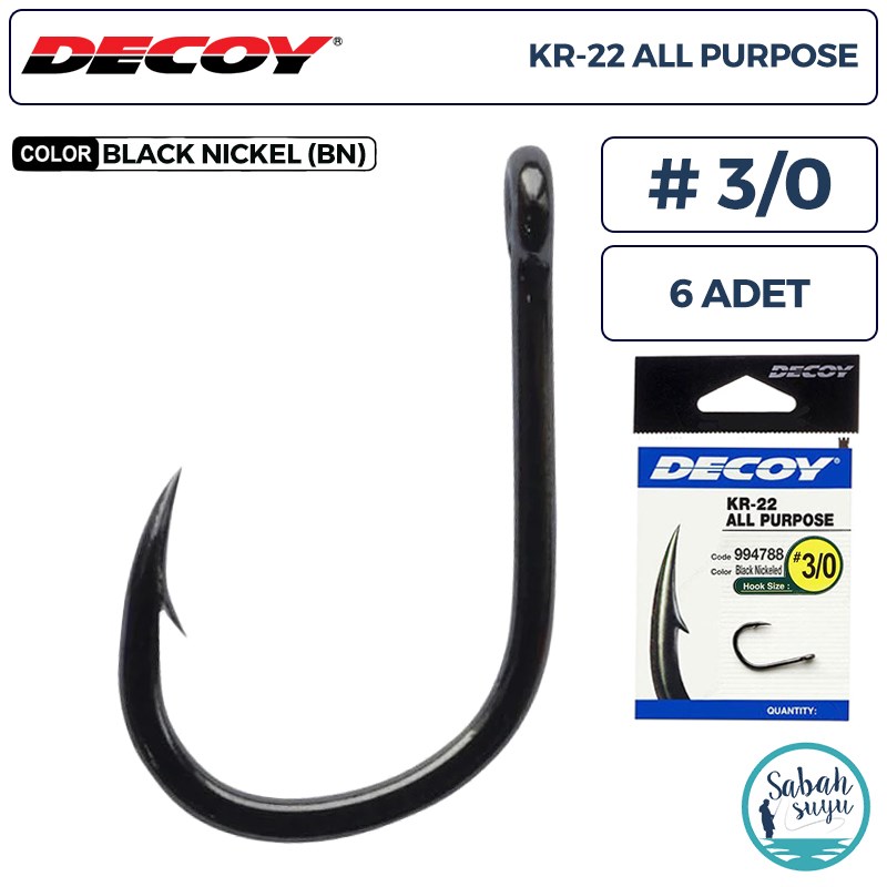 Decoy KR-22 All Purpose Delikli Olta İğnesi BN #3/0 (6 Adet)