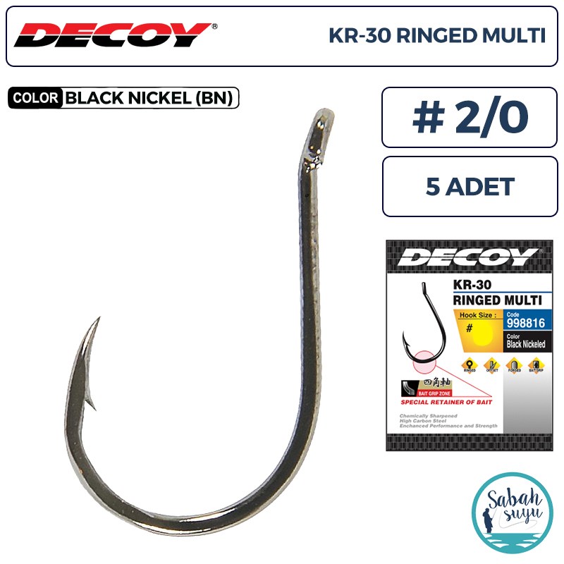 Decoy KR-30 Ringed Multi Delikli Olta İğnesi BN #2/0 (5 Adet)