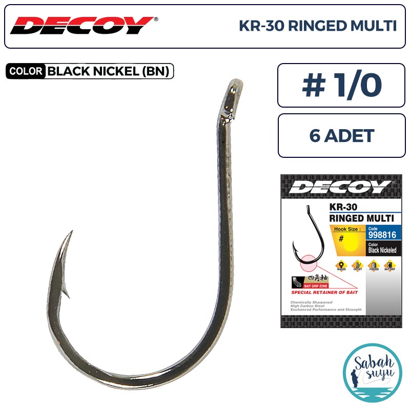 Decoy KR-30 Ringed Multi Delikli Olta İğnesi BN #1/0 (6 Adet)