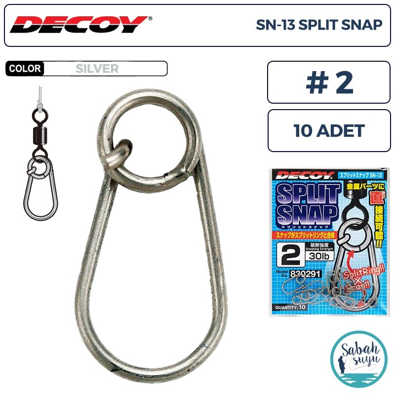 Decoy SN-13 Split Snap Klips #2 30lb Silver (10 Adet)