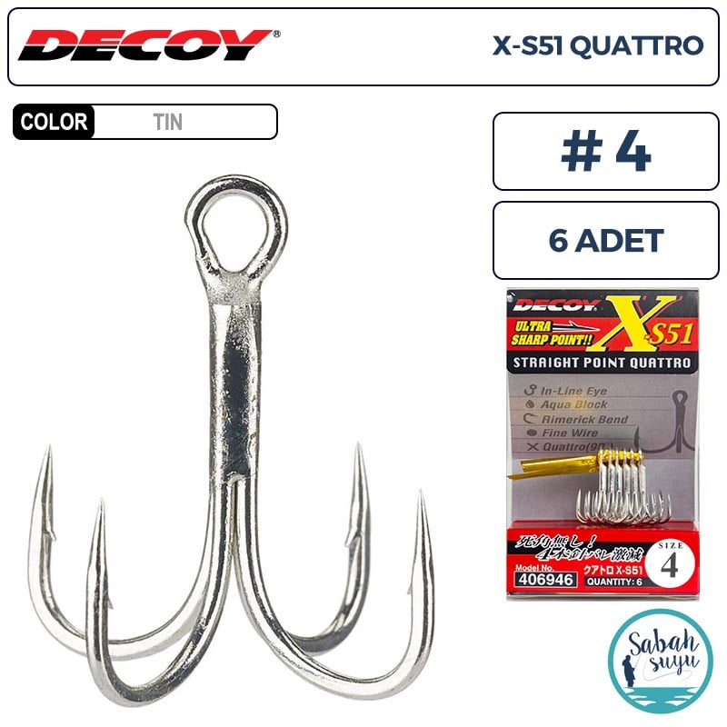 Decoy X-S51 Quattro Dörtlü İğne TIN #4 (6 Adet)
