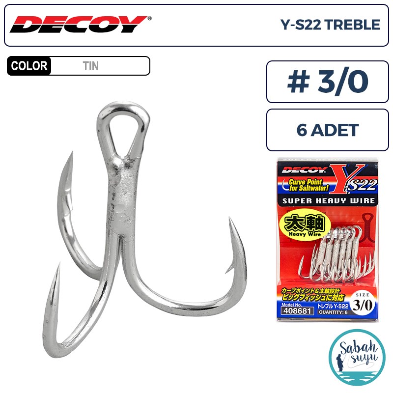 Decoy Y-S22 Standart Treble Üçlü İğne TIN #3/0 (6 Adet)