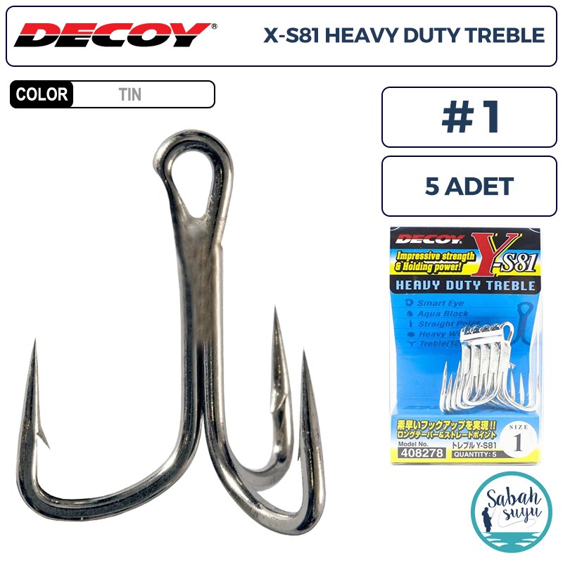 Decoy Y-S81 Heavy Duty Treble Üçlü İğne TIN #1 (5 Adet)