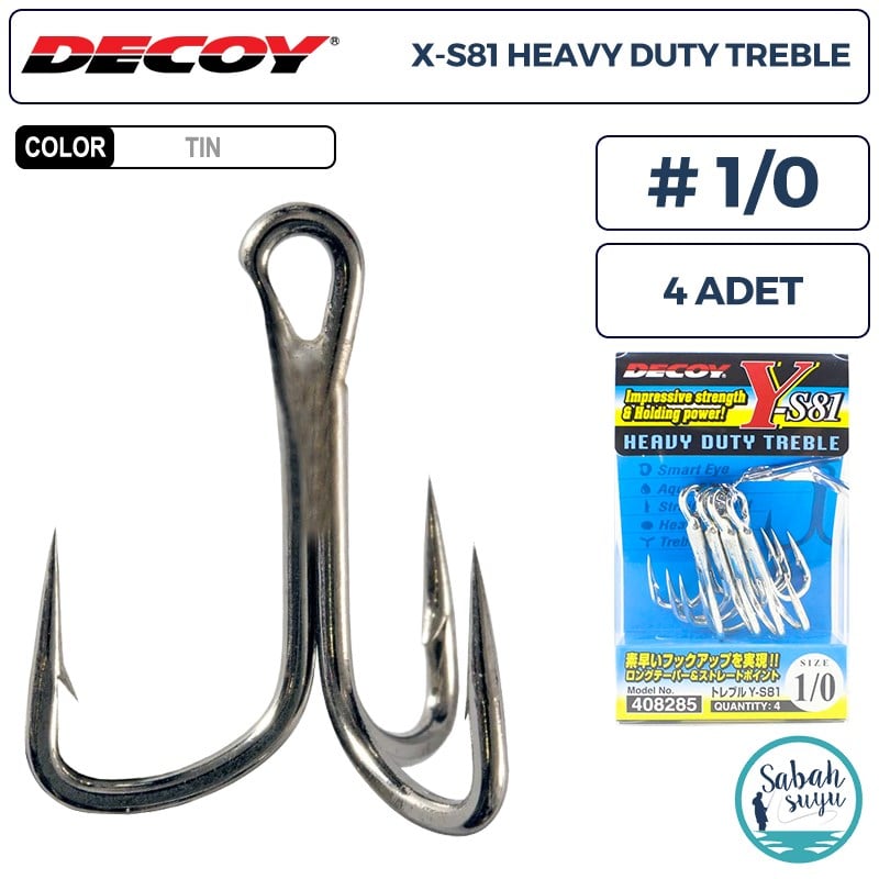 Decoy Y-S81 Heavy Duty Treble Üçlü İğne TIN #1/0 (4 Adet)