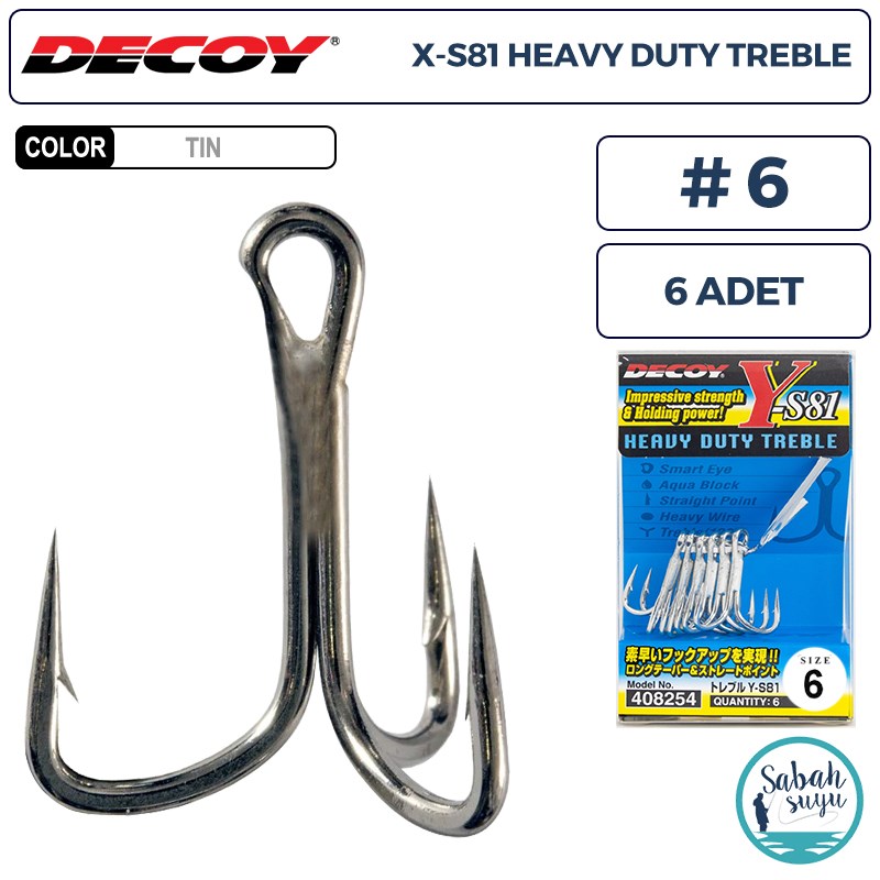 Decoy Y-S81 Heavy Duty Treble Üçlü İğne TIN #6 (6 Adet)
