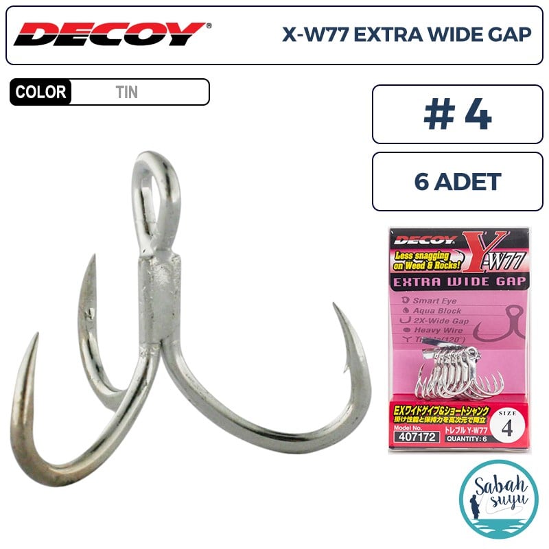 Decoy Y-W77 Curve Treble Üçlü İğne TIN #4 (6 Adet)
