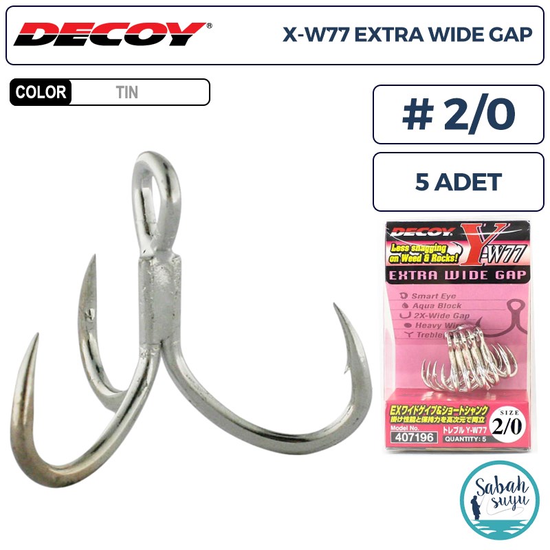 Decoy Y-W77 Curve Treble Üçlü İğne TIN #2/0 (5 Adet)