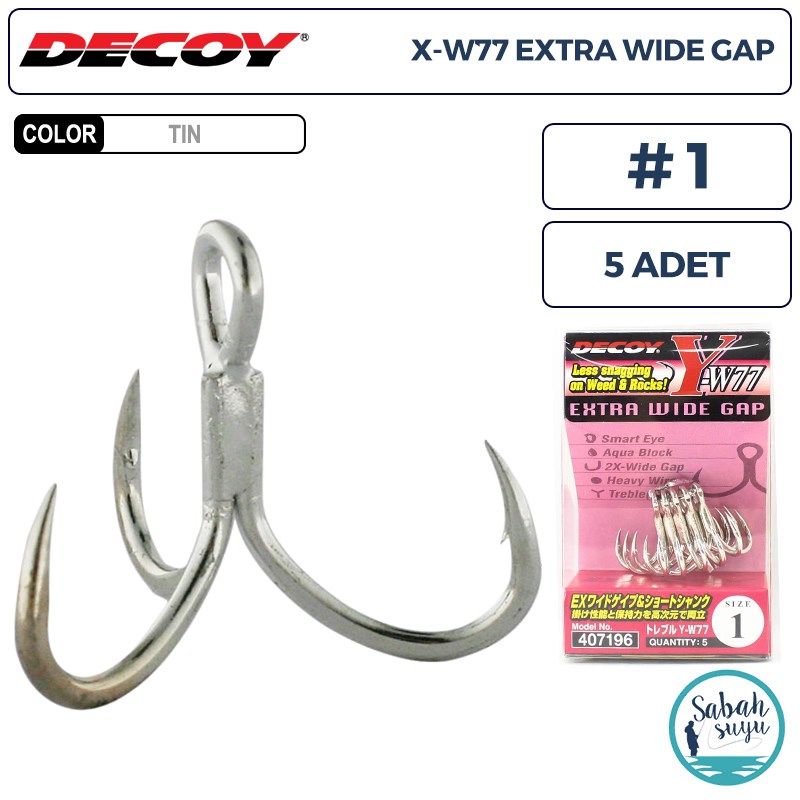 Decoy Y-W77 Curve Treble Üçlü İğne TIN #1 (5 Adet)