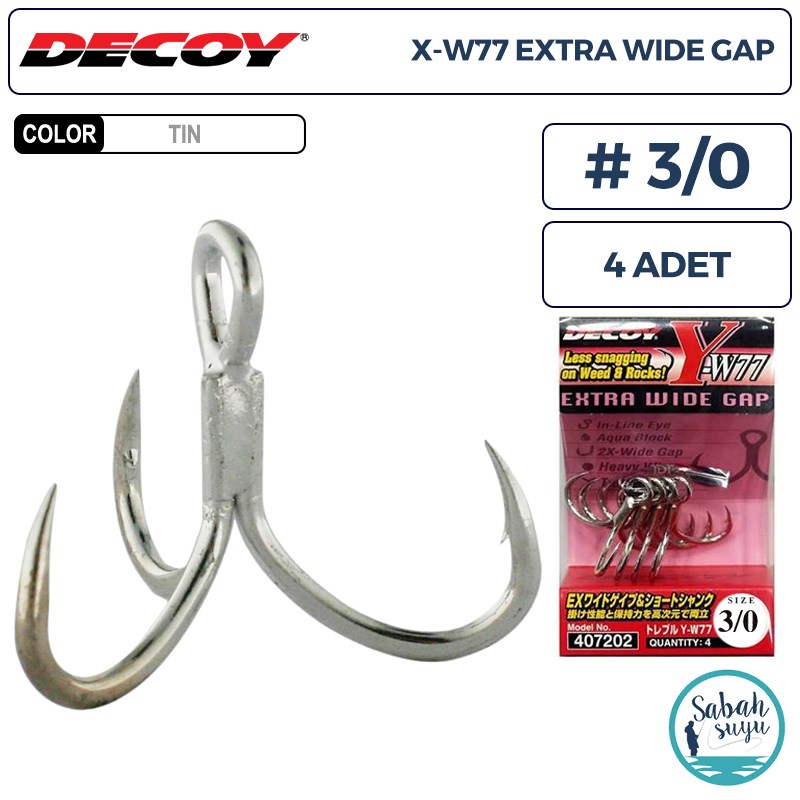 Decoy Y-W77 Curve Treble Üçlü İğne TIN #3/0 (4 Adet)