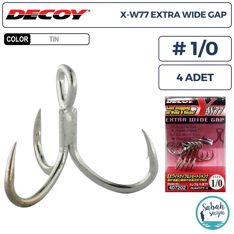Decoy Y-W77 Curve Treble Üçlü İğne TIN #1/0 (4 Adet)