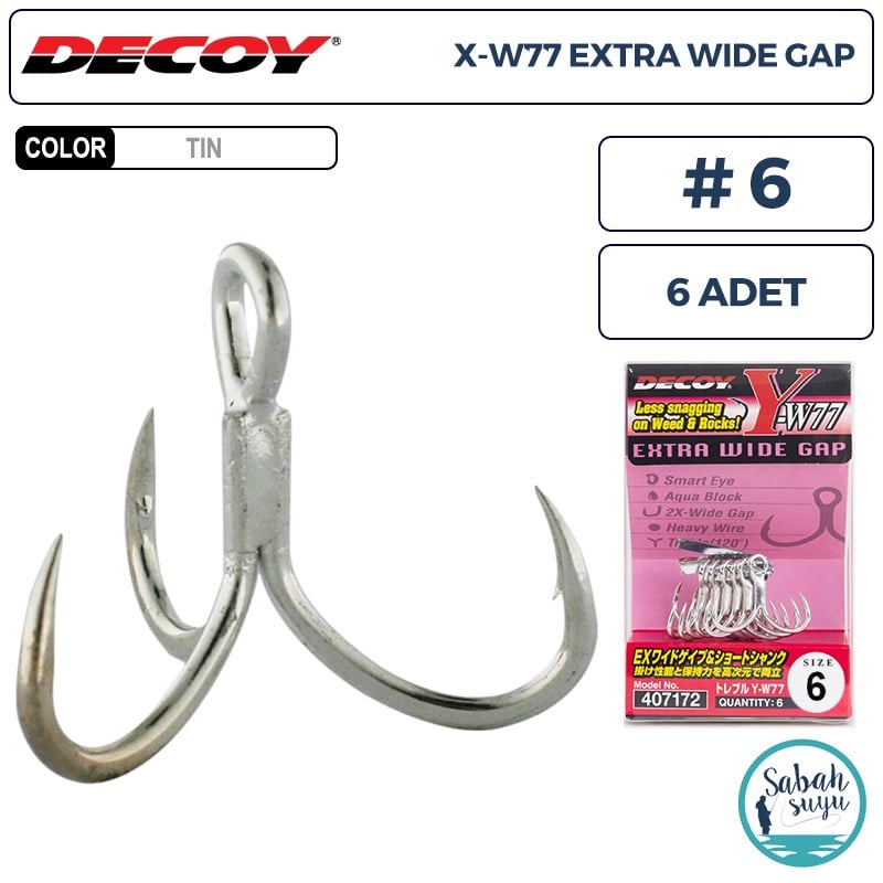 Decoy Y-W77 Curve Treble Üçlü İğne TIN #6 (6 Adet)