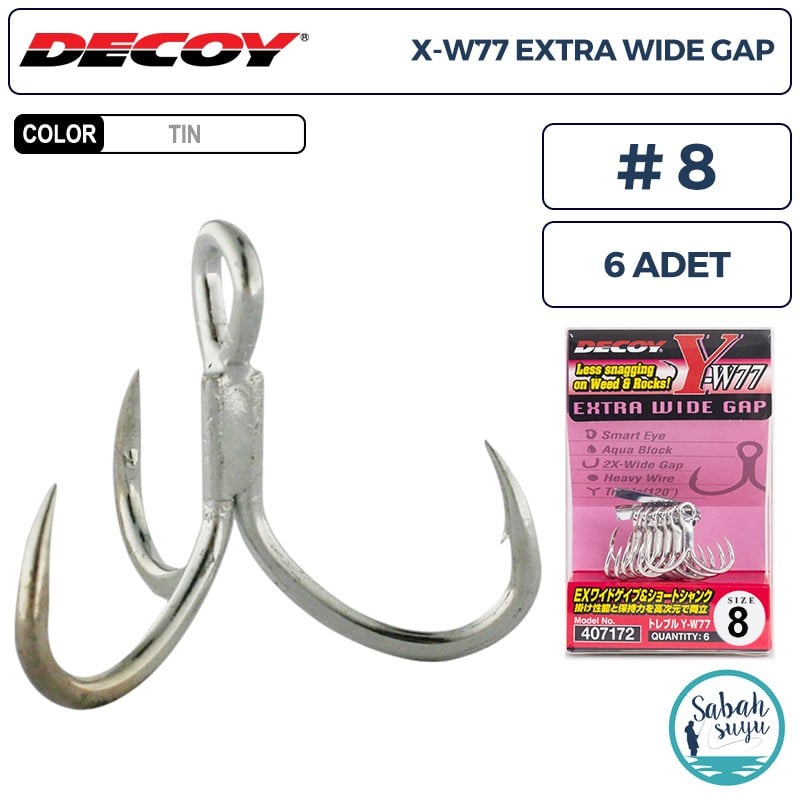 Decoy Y-W77 Curve Treble Üçlü İğne TIN #8 (6 Adet)