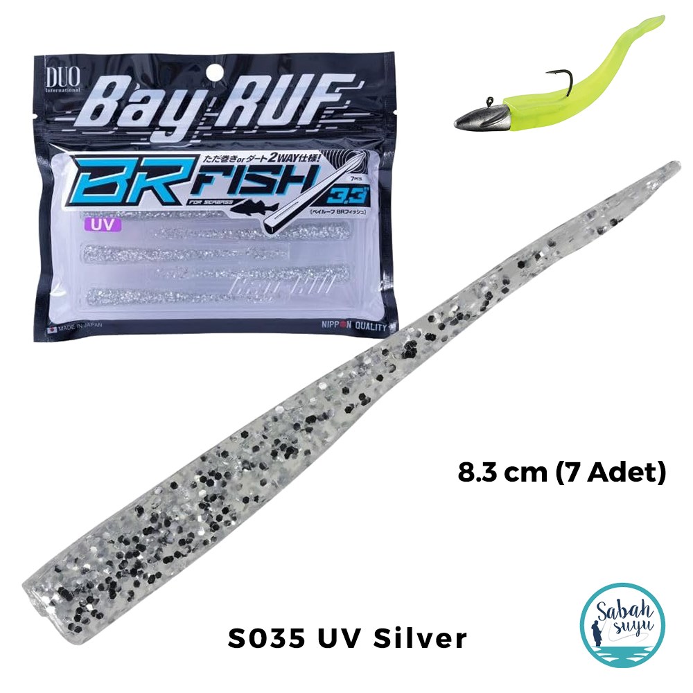 Duo Bay Ruf BR Fish 3.3 Silikon Kuyruk 8.3 cm S035 UV Silver (7 Adet)