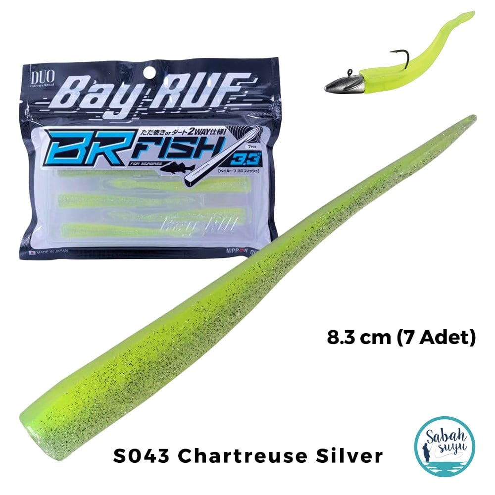 Duo Bay Ruf BR Fish 3.3 Silikon Kuyruk 8.3 cm S043 Chartreuse Silver (7 Adet)