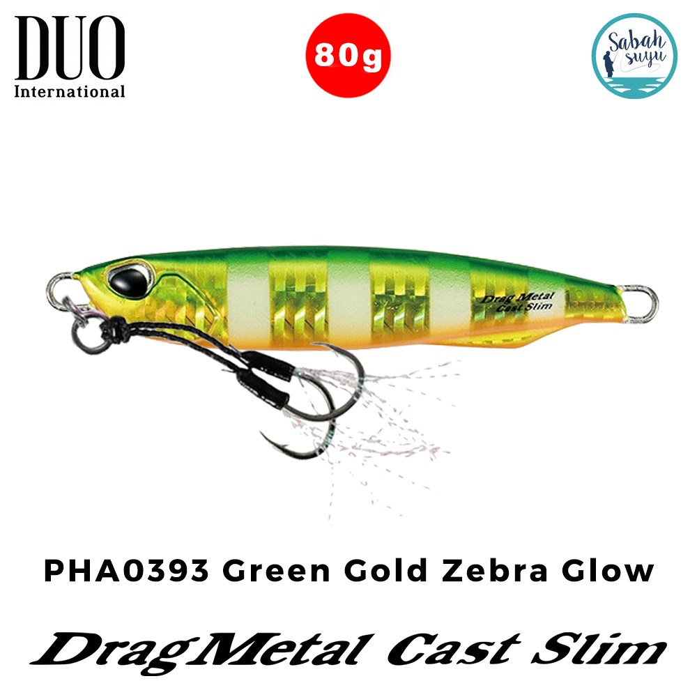 Duo Drag Metal Cast Slim Jig 80gr. PHA0393 Green Gold Zebra Glow