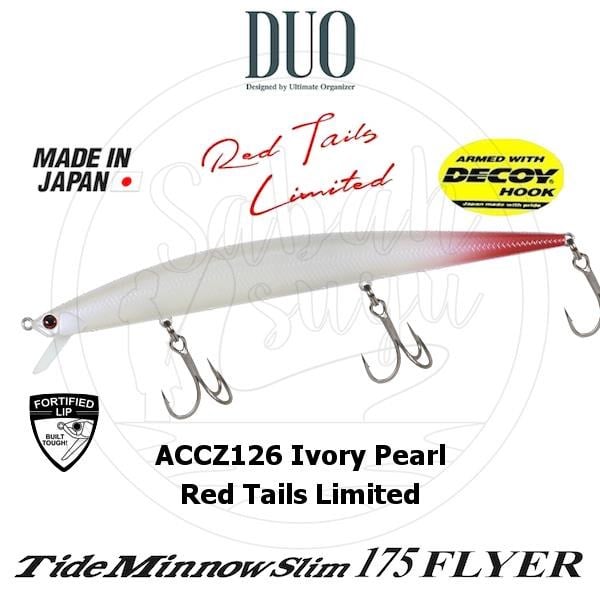 Duo Tide Minnow Slim 175 FLYER ACCZ126 Ivory Pearl Red Tail Limited Sahte Balık