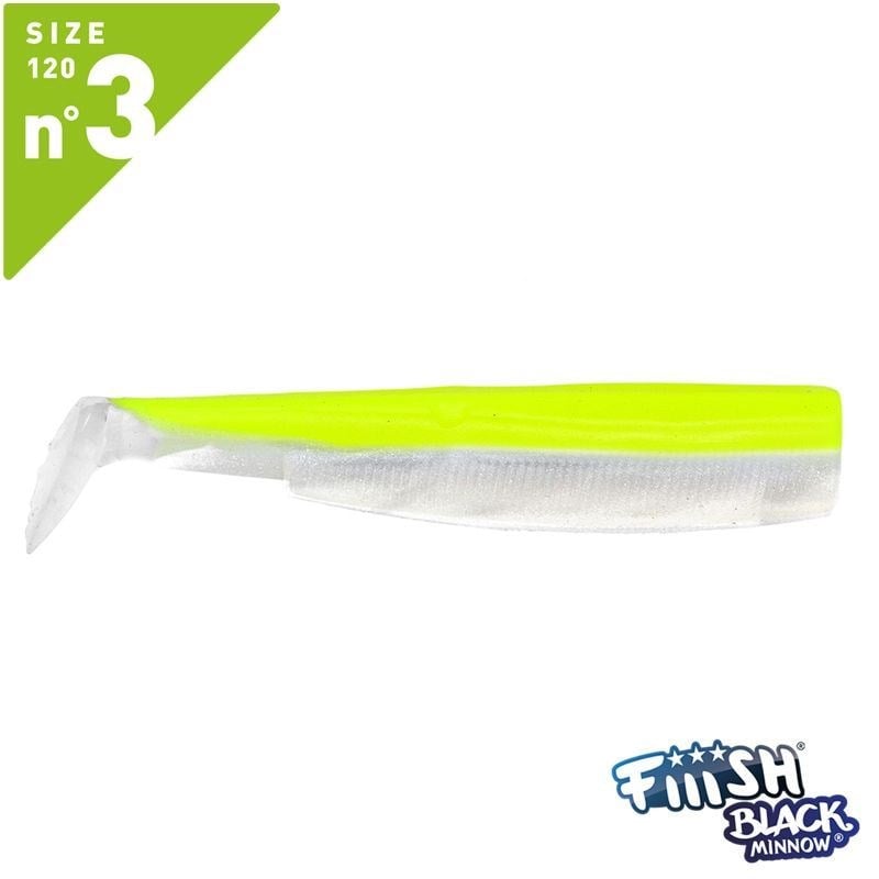 Fiiish Black Minnow BM120/3 BM198 3 X Corps (Gövde) 12cm Jaune Fluo Blanc