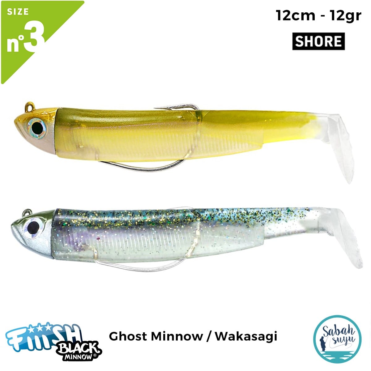 Fiiish Black Minnow BM120/3 BM3019 Double Combo Shore 12cm 12gr Ghost Minnow / Wakasagi