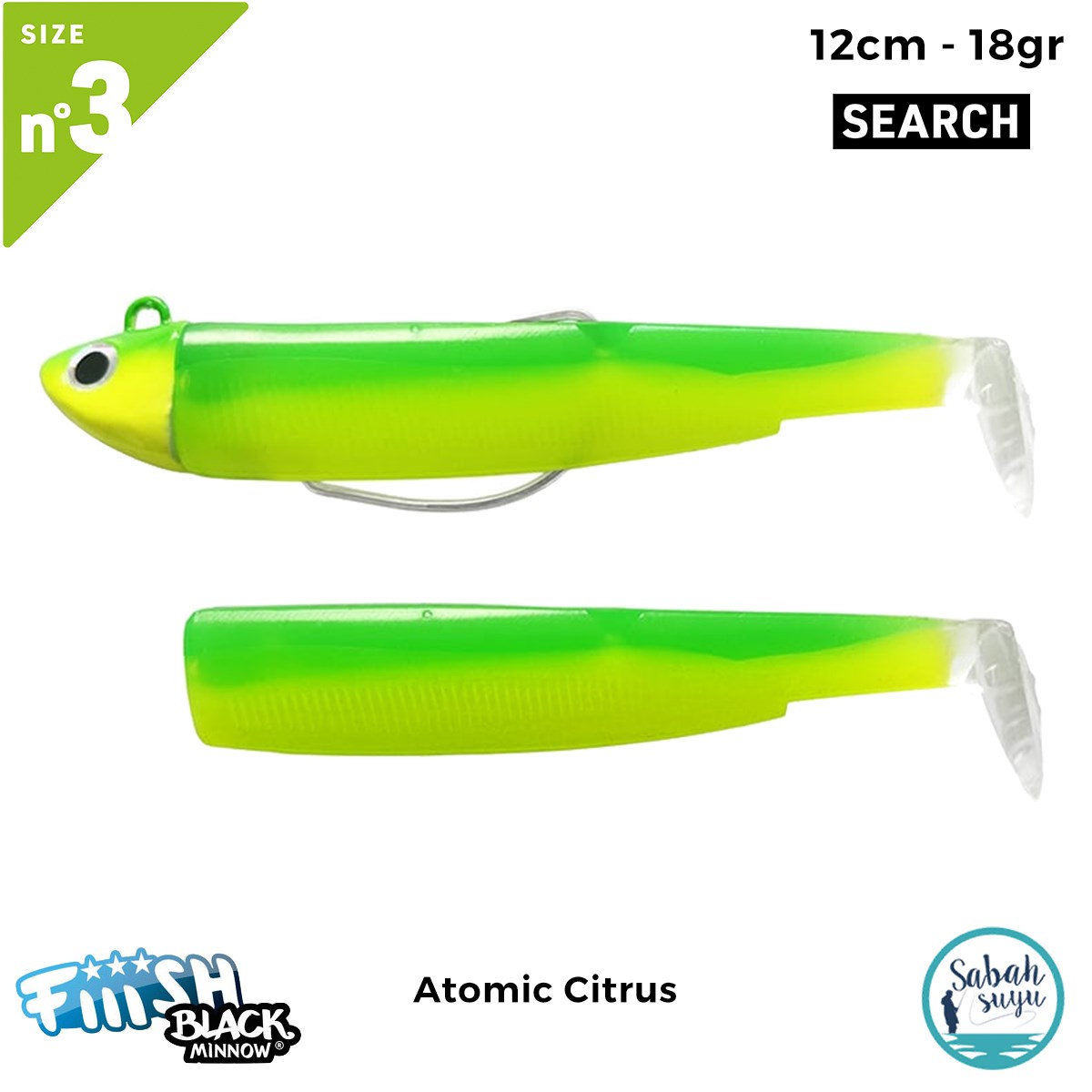 Fiiish Black Minnow BM120/3 BM3218 Combo Search 12cm 18gr Atomic Citrus