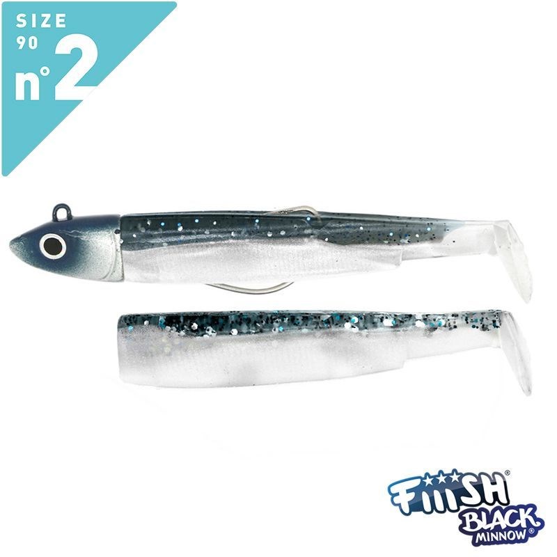 Fiiish Black Minnow BM90/2 BM188 Combo Offshore 9cm 10gr Bleu Paillete
