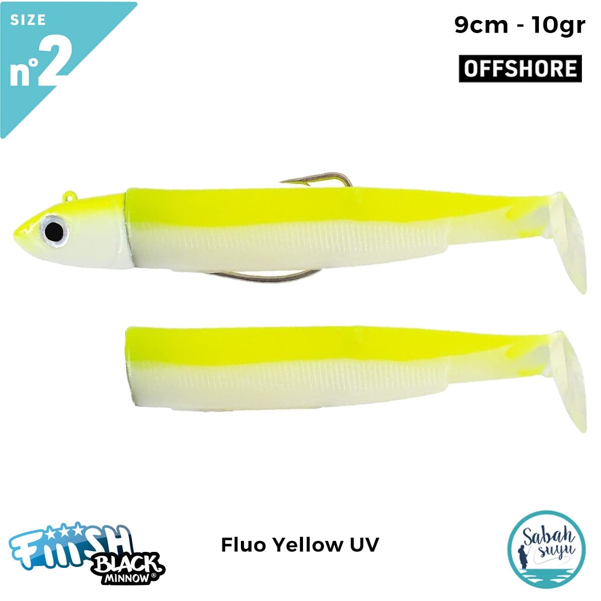 Fiiish Black Minnow BM90/2 BM3042 Combo Offshore 9cm 10gr Fluo Yellow UV