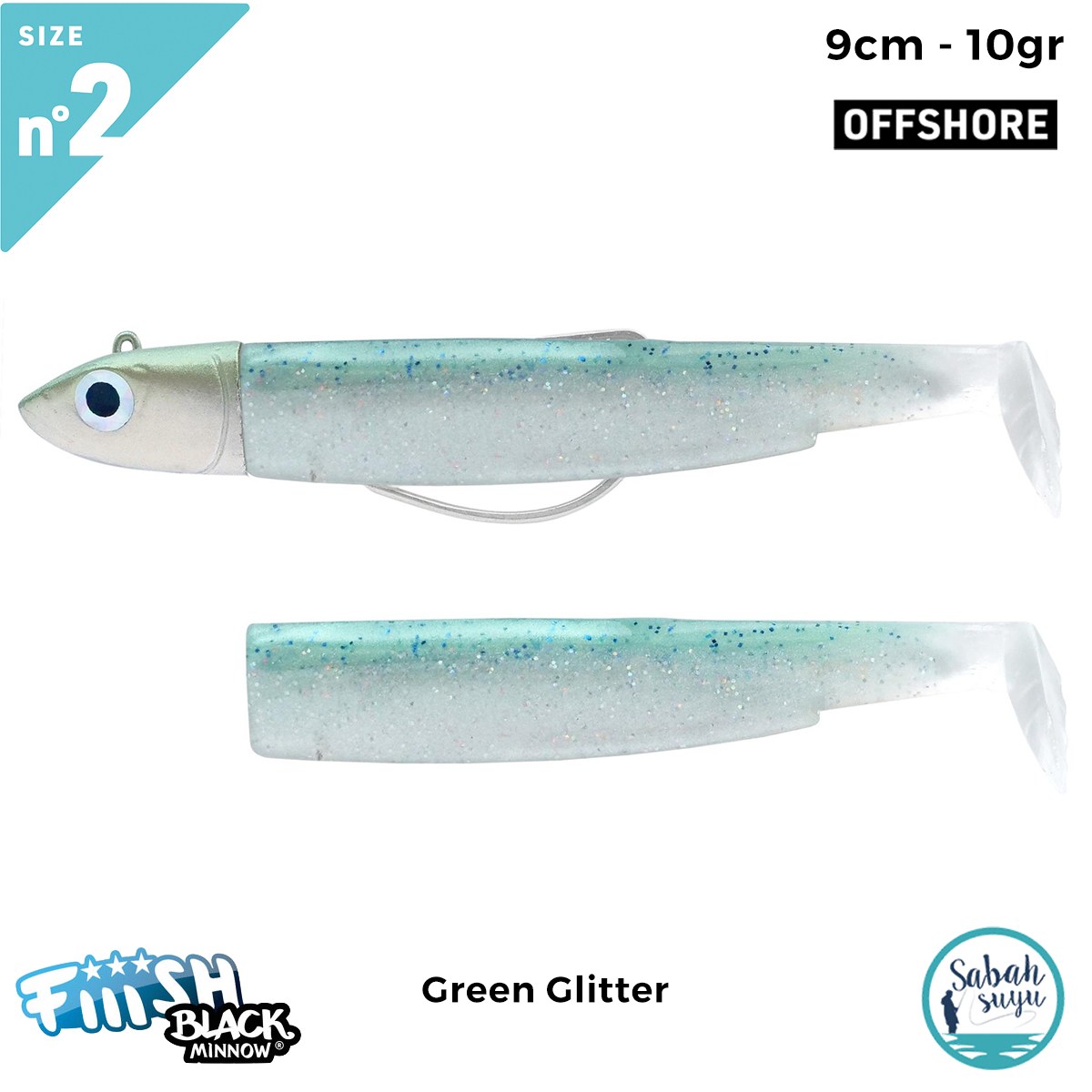 Fiiish Black Minnow BM90/2 BM3137 Combo Offshore 9cm 10gr Green Glitter