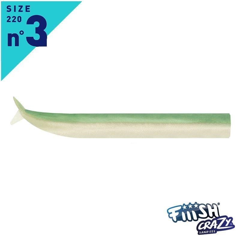 Fiiish Crazy Sand Eel CSE220/3 CSE227 3 X Corps (Gövde) 22cm Vert Nacre