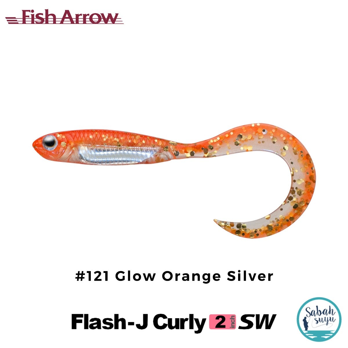 Fish Arrow Flash J Curly 5cm SW #121 Glow Orange Silver Silikon Balık (5 Adet)