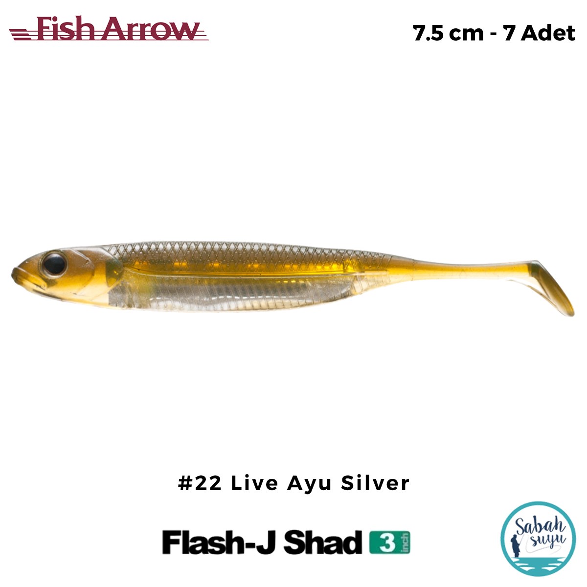 Fish Arrow Flash J Shad 7.5cm (3'') #22 Live Ayu Silver Silikon Balık (7 Adet)