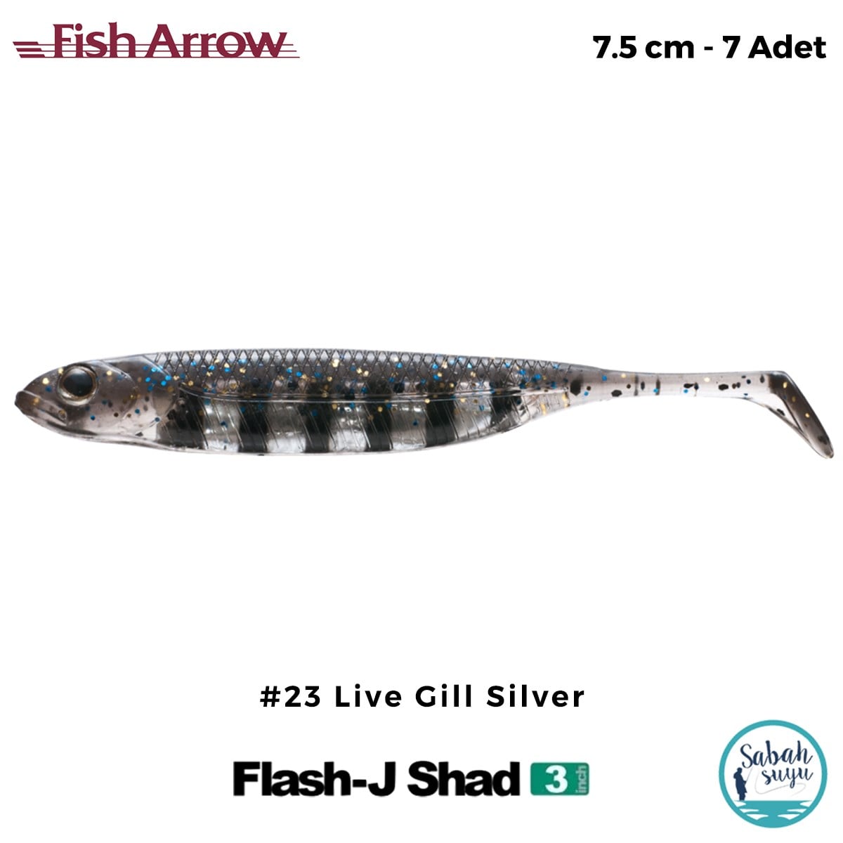 Fish Arrow Flash J Shad 7.5cm (3'') #23 Live Gill Silver Silikon Balık (7 Adet)