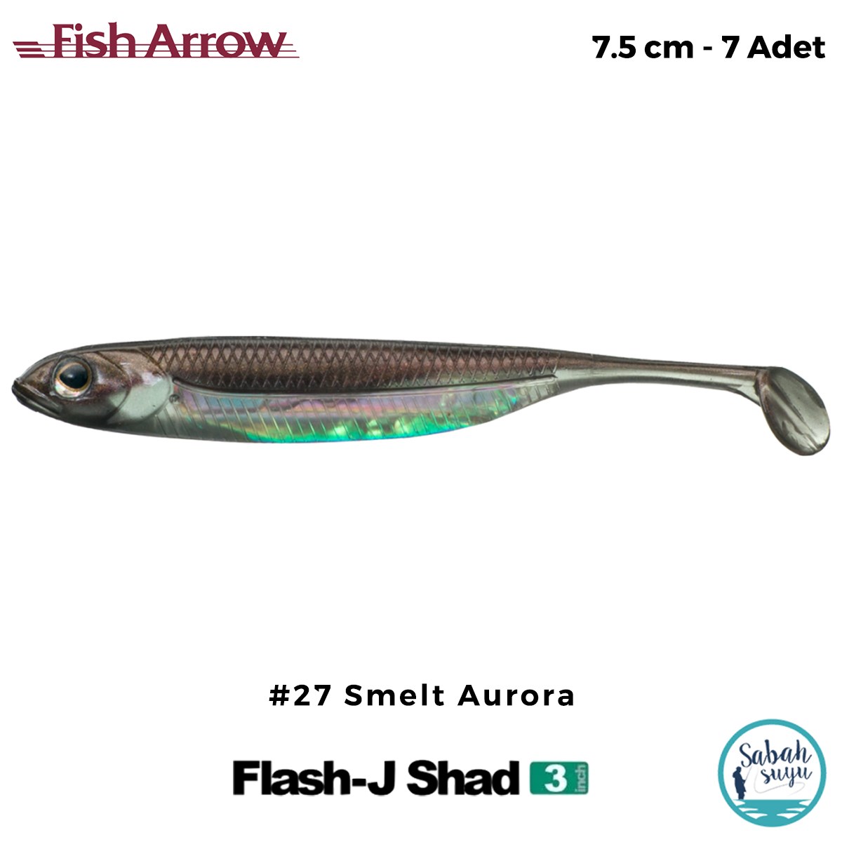 Fish Arrow Flash J Shad 7.5cm (3'') #27 Smelt Aurora Silikon Balık (7 Adet)
