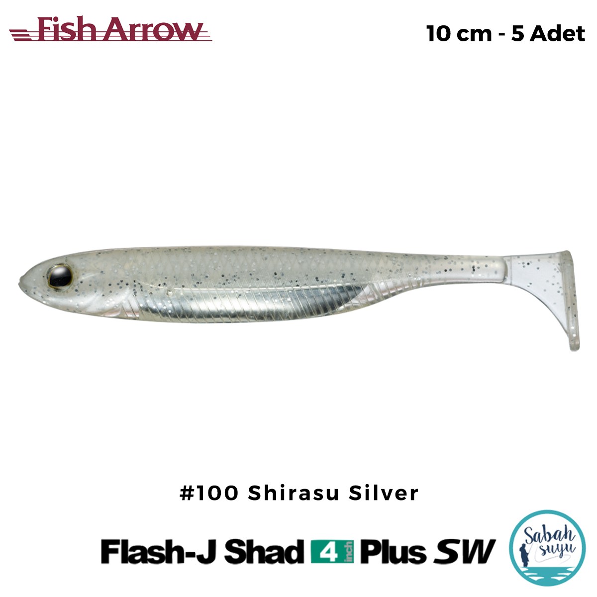 Fish Arrow Flash J Shad Plus SW 10cm (4'') #100 Shirasu Silver Silikon Balık (5 Adet)