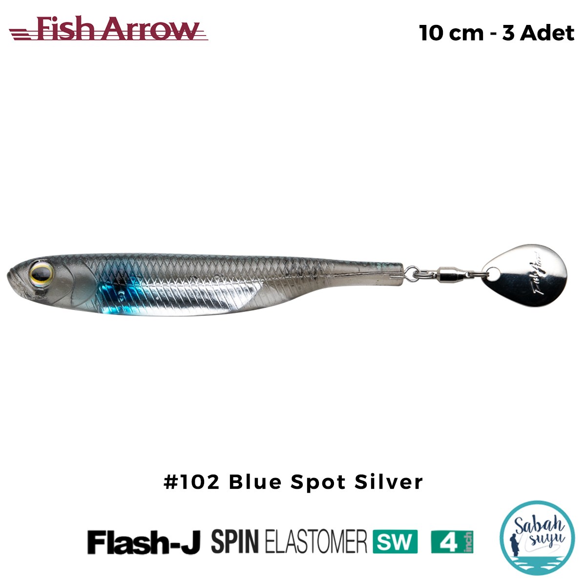 Fish Arrow Flash J Spin Elastomer SW 10cm (4'') #102 Blue Spot Silver Silikon Balık (3 Adet)